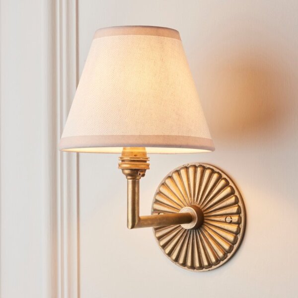 Endon 115329 Dahlia Angle Wall Light In Antique Brass Finish With Ivy Shade