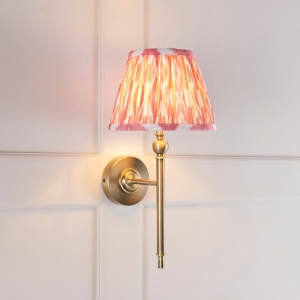 Endon 118109 Lille Wall Light In Antique Brass With Coral Pink Shade