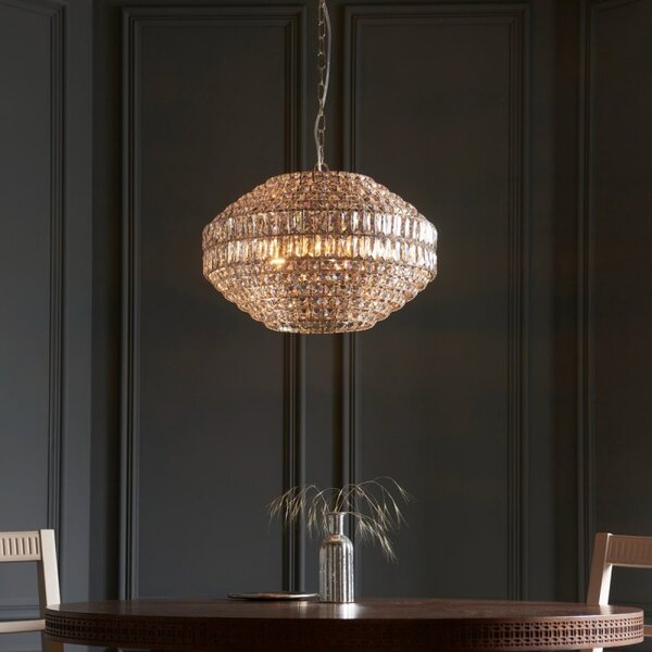 Endon 99155 Beatrice 5 Light Ceiling Chandelier In Bright Nickel With Clear Crystal Glass
