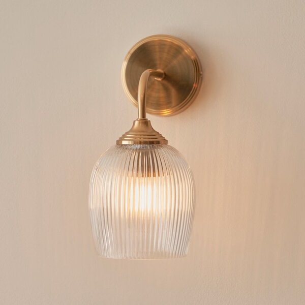 Endon 120627 Ashcroft Wall Light In Brushed Aged Brass With Ribbed Glass