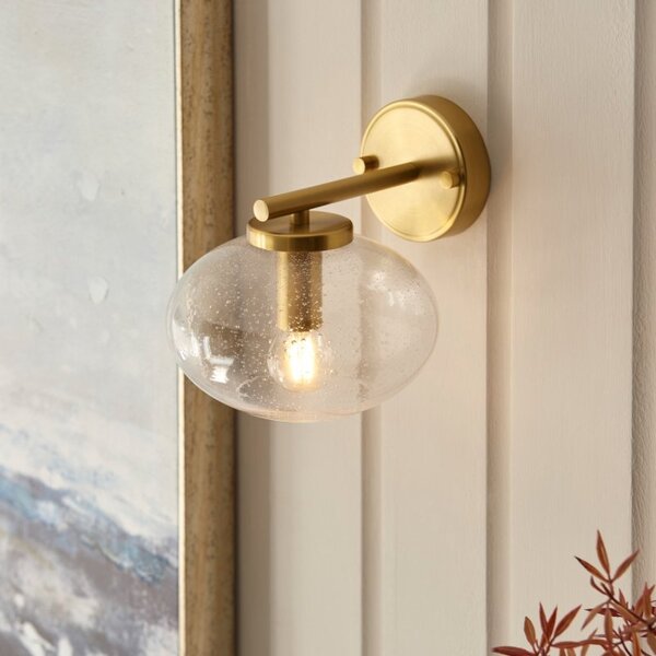 Endon 118509 Jacob Wall Light In Warm Brass With Bubble Glass