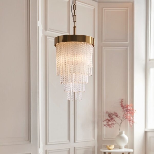 Endon 115345 Anistoria Single Ceiling Pendant In Brushed Aged Brass With Glass Rods