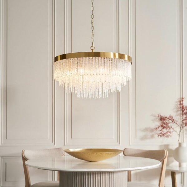 Endon 115347 Anistoria Grand Ceiling Pendant In Brushed Aged Brass With Glass Rods
