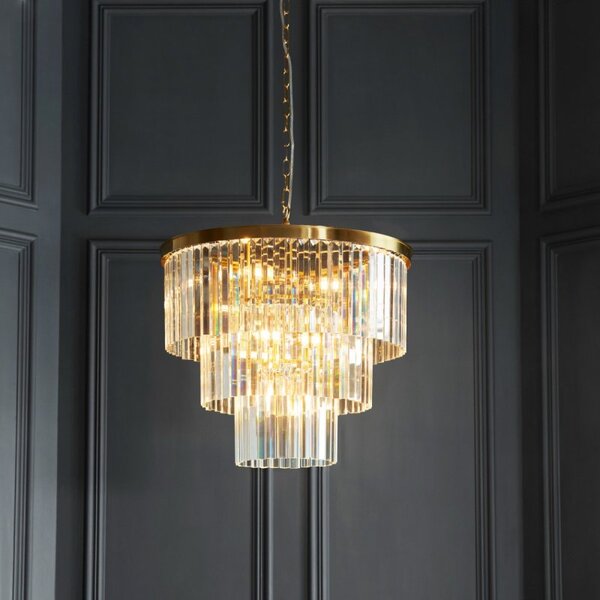 Endon 115457 Conaston 7 Light Ceiling Pendant In Brushed Aged Brass With Clear Cut Glass