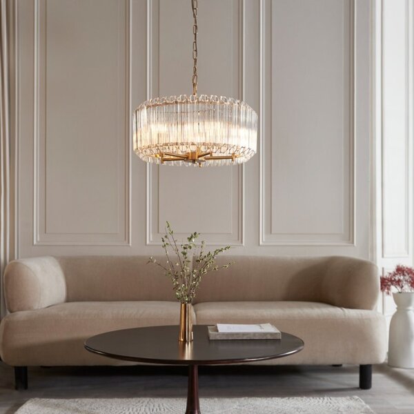 Endon 117515 Valentina 5 Light Ceiling Pendant In Brushed Aged Brass With Hexagonal Glass Rods