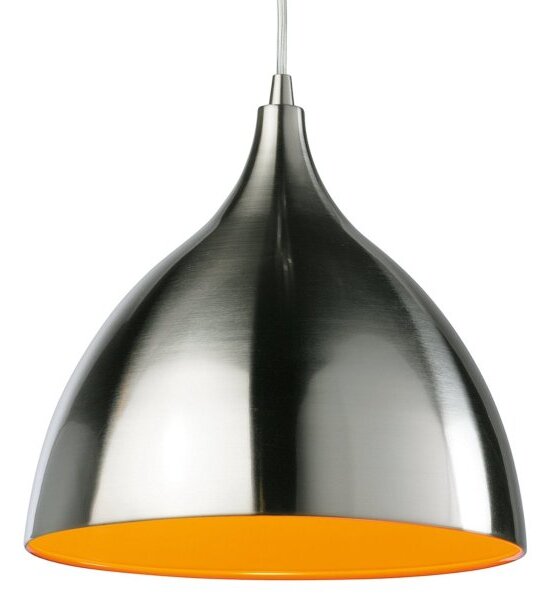 Firstlight Cafe 5745BSOR Brushed Steel and Orange Ceiling Pendant