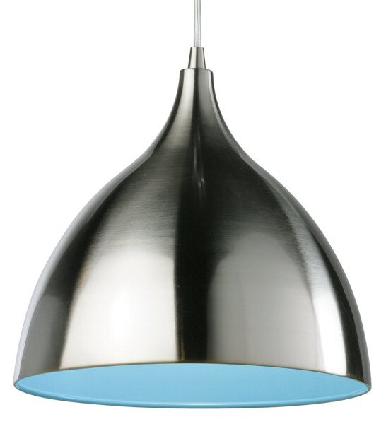 Firstlight Cafe 5744BSBL Brushed Steel and Blue Ceiling Pendant Light