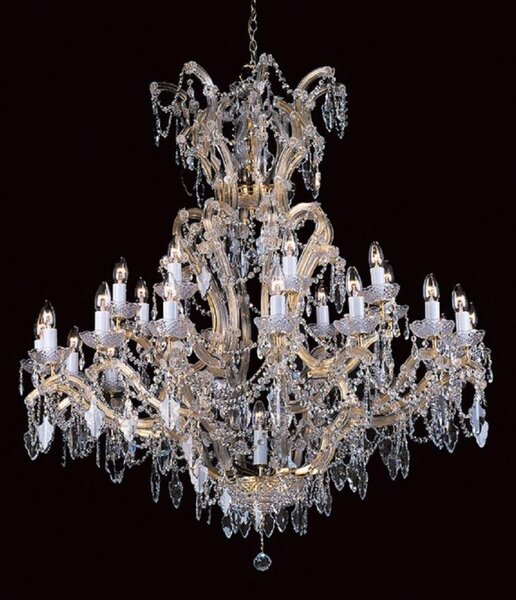 Impex CP04424/24+1 Crystal Preciosa 25 Lt Crystal & Gold Chandelier