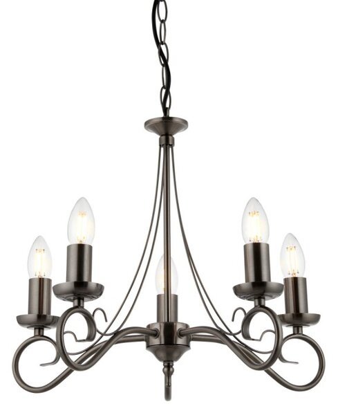 Endon 180-5AS Trafford 5 Light Chandelier In Antique Silver