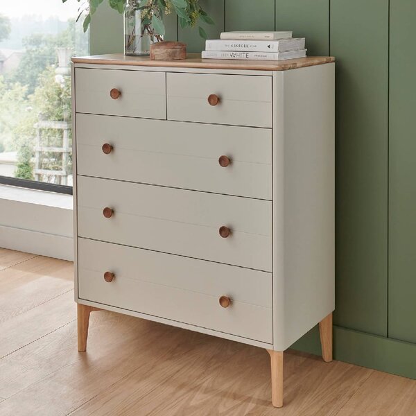 Mainz Wooden Chest Of 5 Drawers In Taupe