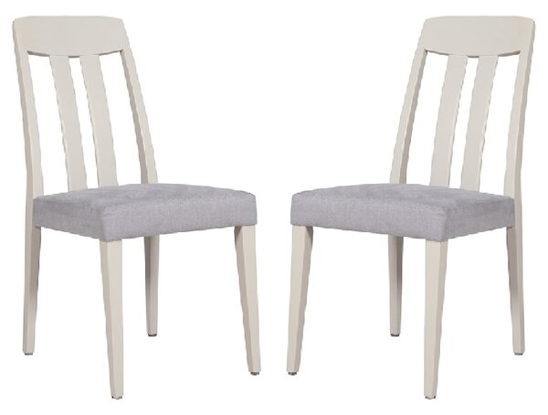 Mainz Taupe Wooden Dining Chairs With Fabric Seat In Pair