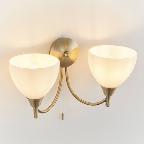 Endon 1805-2AN 2 Light Wall Light In Antique Brass