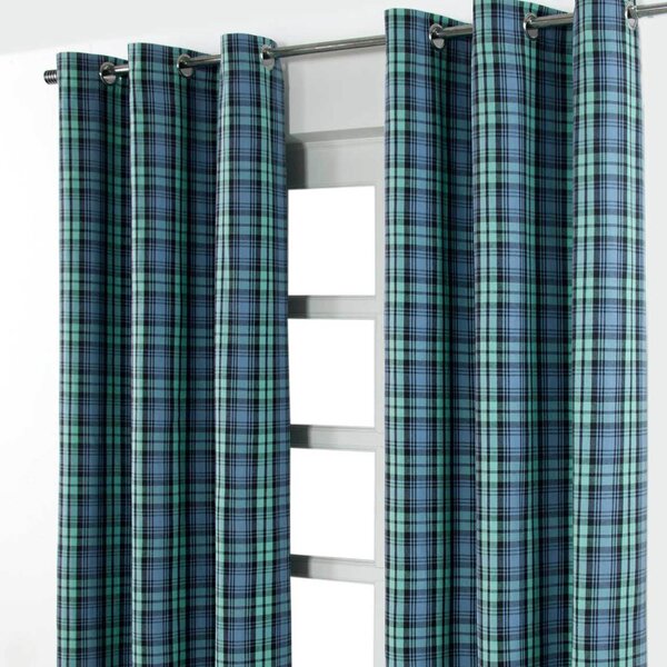 Black Watch Tartan Ready Made Eyelet Curtain Pair, 117 x 137 cm Drop