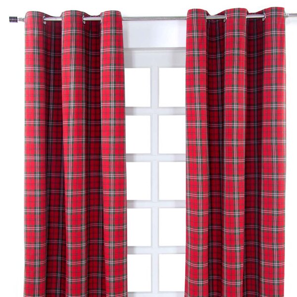 Edward Tartan Check Ready Made Eyelet Curtain Pair, 117 x 137 cm Drop