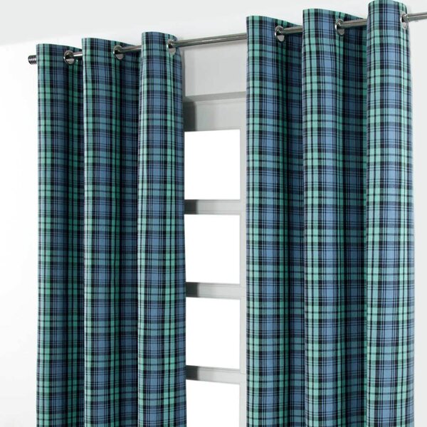 Black Watch Tartan Ready Made Eyelet Curtain Pair, 137 x 182 cm Drop