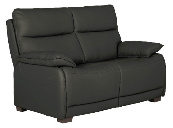 Laramie Leather 2 Seater Sofa With Oak Legs In Dark Grey