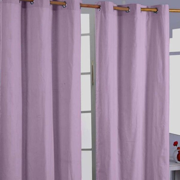 Cotton Plain Mauve/Lilac Ready Made Eyelet Curtain Pair, 117 x 137 cm