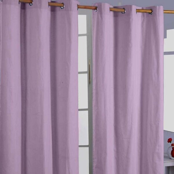 Cotton Plain Mauve/Lilac Ready Made Eyelet Curtain Pair, 137 x 182 cm