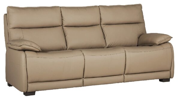 Laramie Leather 3 Seater Sofa With Oak Legs In Latte