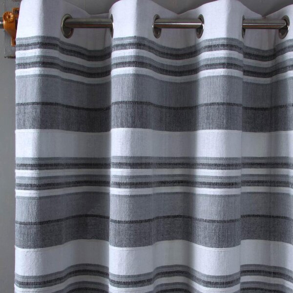 Cotton Morocco Striped Monochrome Curtain Pair, 66 x 72" Drop