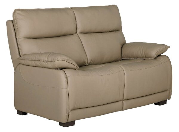 Laramie Leather 2 Seater Sofa With Oak Legs In Latte