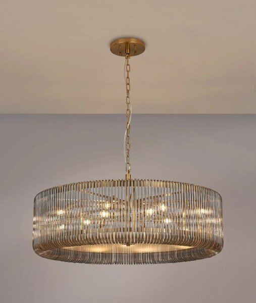 Verne 1 m Ceiling Pendant / Semi Flush Light In Brass Finish With Smoked Glass