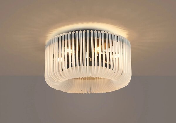 Verne 40 cm Round Flush Ceiling Light In Black Finish With Frosted Glass