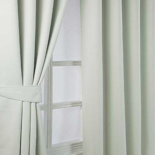 Ivory Herringbone Chevron Blackout Curtains Pair Eyelet Style, 46x54"