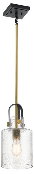 Quintiesse QN-KITNER-P-NBR Kitner Single Ceiling Pendant Light In Natural Brass And Black Finish