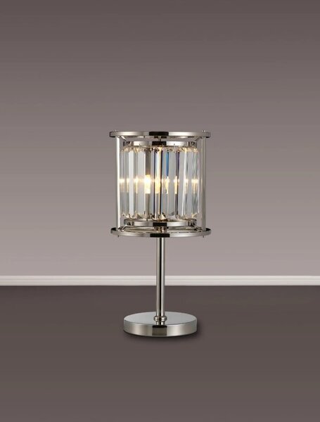 Crown Table Lamp In Polished Nickel Finish With Clear Crystal Glass