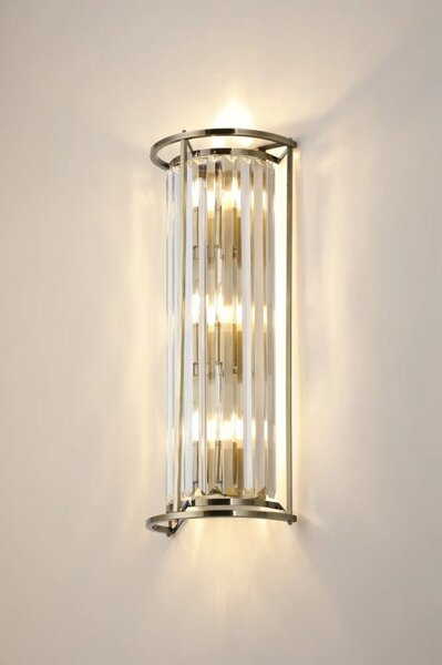 Crown 57 cm Tall Wall Light In Antique Brass Finish With Clear Crystal Glass