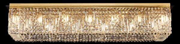Baden 125 x 42 cm Rectangular Flush Chandelier In Gold Finish With Crystal Glass