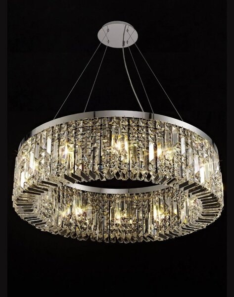 Baden 80 cm Round Pendant Chandelier In Polished Chrome Finish With Crystal Glass