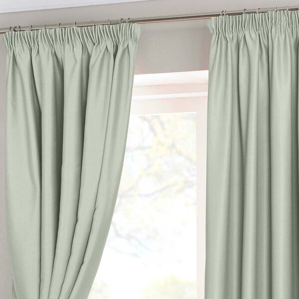 Ivory Herringbone Chevron Blackout Curtains Pair Pencil Pleat, 46x72"