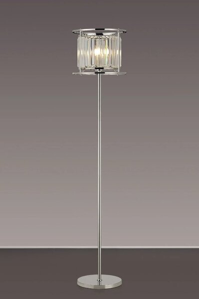 Crown Floor Lamp In Polished Nickel Finish With Clear Crystal Glass