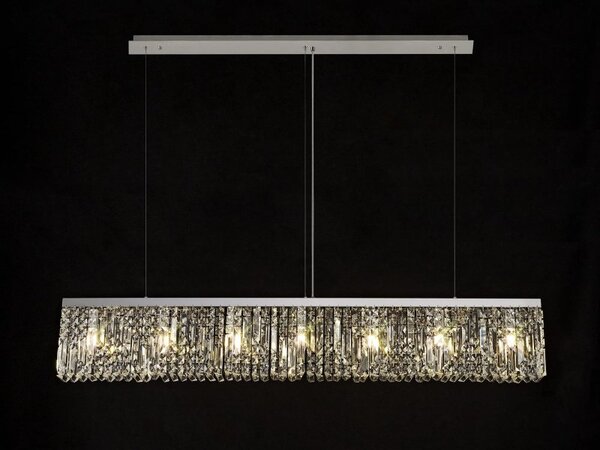 Baden 138 x 9cm Linear Pendant Chandelier In Polished Chrome Finish With Crystal Glass