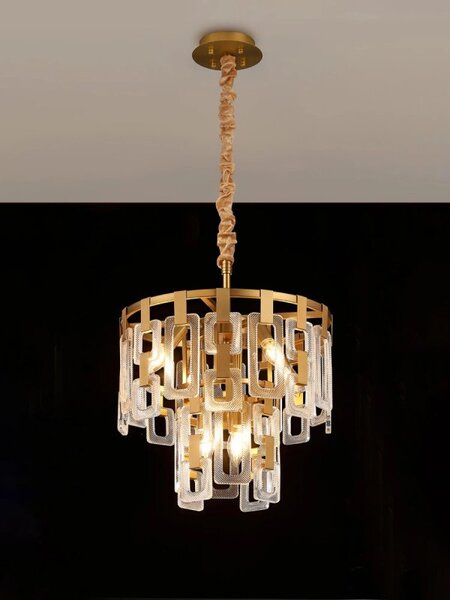Italica 41 cm 2 Tier Round Pendant In Matt Gold Finish With Clear Glass