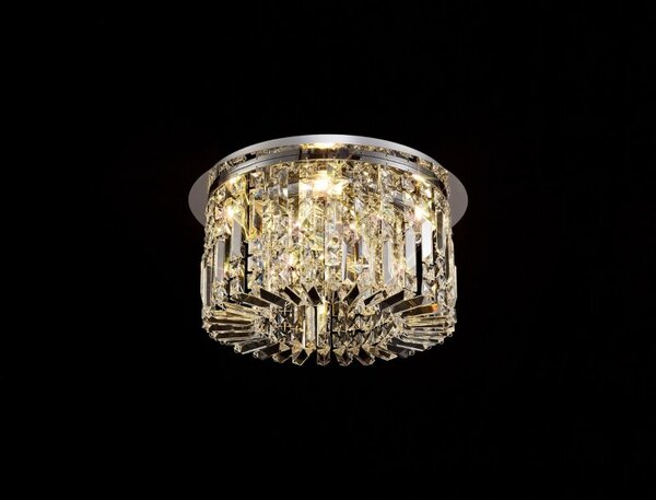 Baden 45 cm Round Flush Chandelier In Polished Chrome Finish With Crystal Glass