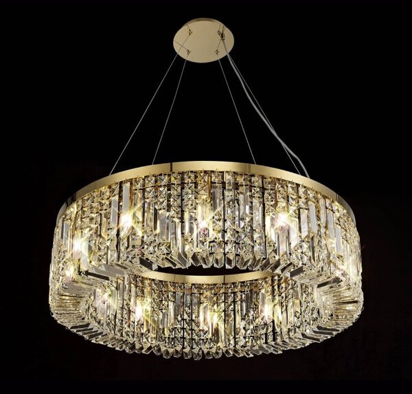 Baden 80 cm Round Pendant Chandelier In Gold Finish With Crystal Glass