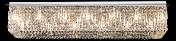 Baden 125 x 42 cm Rectangular Flush Chandelier In Polished Chrome Finish With Crystal Glass