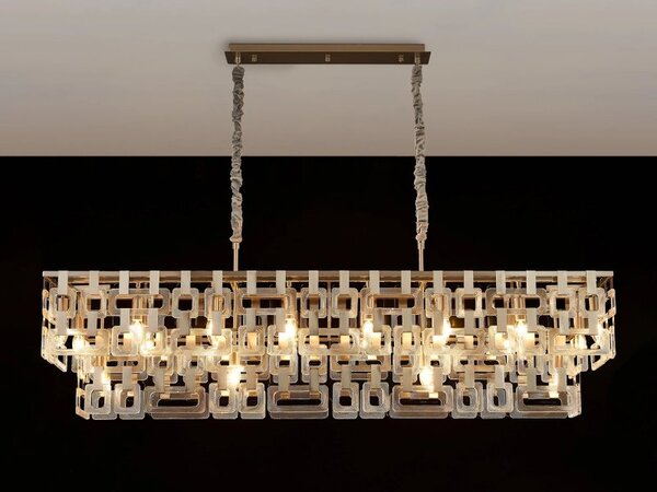 Italica 150 x 33 cm Rectangular Pendant In Satin Nickel Finish With Clear Glass