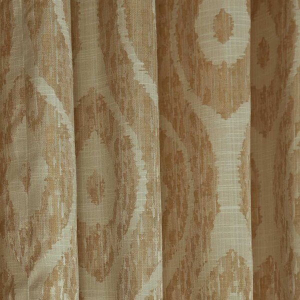 Cream and Gold Jacquard Curtain Abstract Ikat Design Fully Lined - 46" X 72" Drop