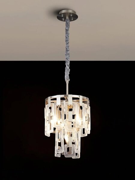 Italica 30 cm 2 Tier Round Pendant In Satin Nickel Finish With Clear Glass
