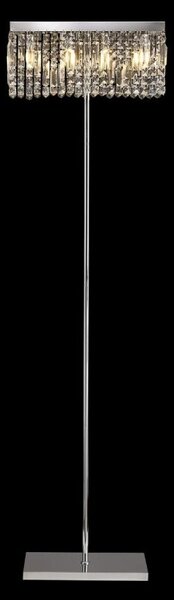 Baden 50 x 15 cm Rectangular Floor Lamp In Polished Chrome Finish With Crystal Glass