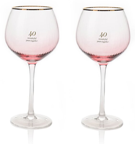 Amore Set of 2 40th Anniversary Gin Glasses