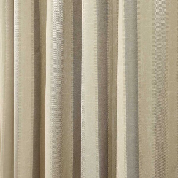 Cream Jacquard Curtain Modern Striped Design Fully Lined - 46" X 54" Drop