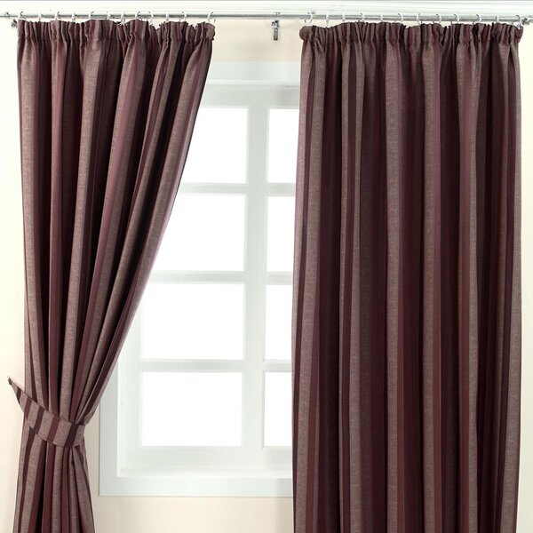 Purple Jacquard Curtain Modern Striped Design Fully Lined - 66" X 90" Drop