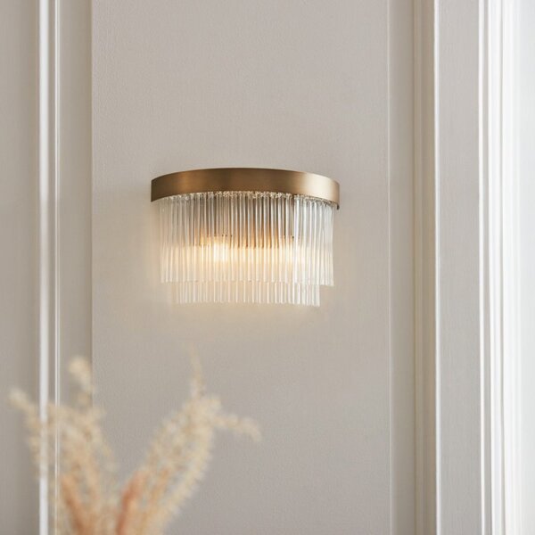Endon 119125 Clermont 2 Light Wall Light In Warm Brass Finish With Glass Rods