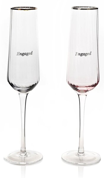 Amore Set of 2 Engaged Flute Glasses