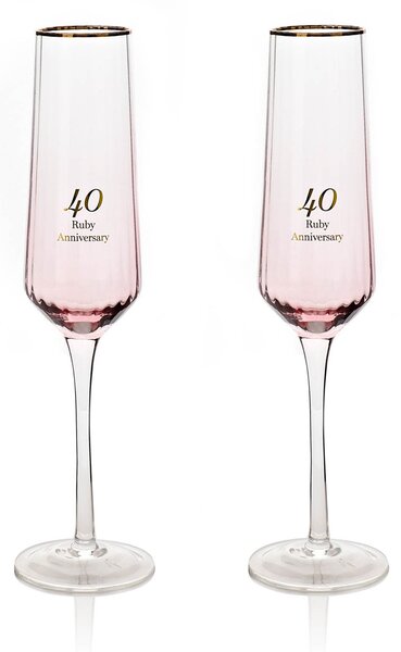 Amore Set of 2 40th Anniversary Flute Glasses